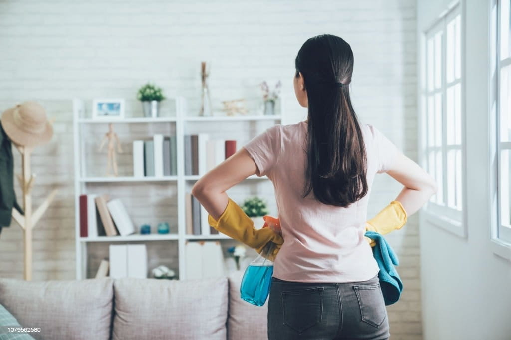 woman about to clean
